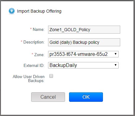 Importing an SLA/Policy offering.