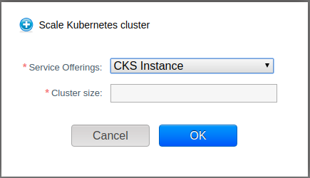 Scale Kubernetes Cluster form.