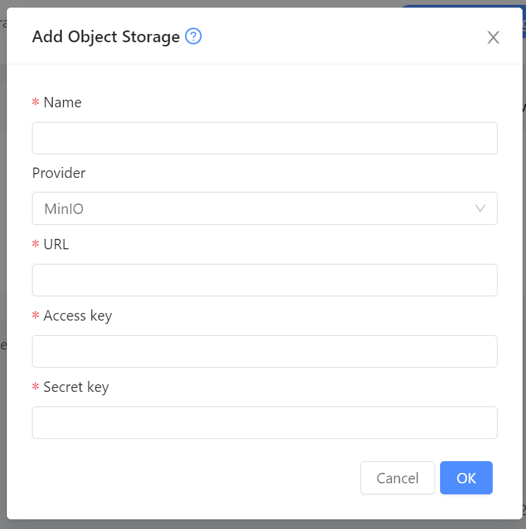 AddObjectStore.png: Add Object Storage