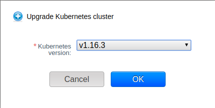Upgrade Kubernetes Cluster form.